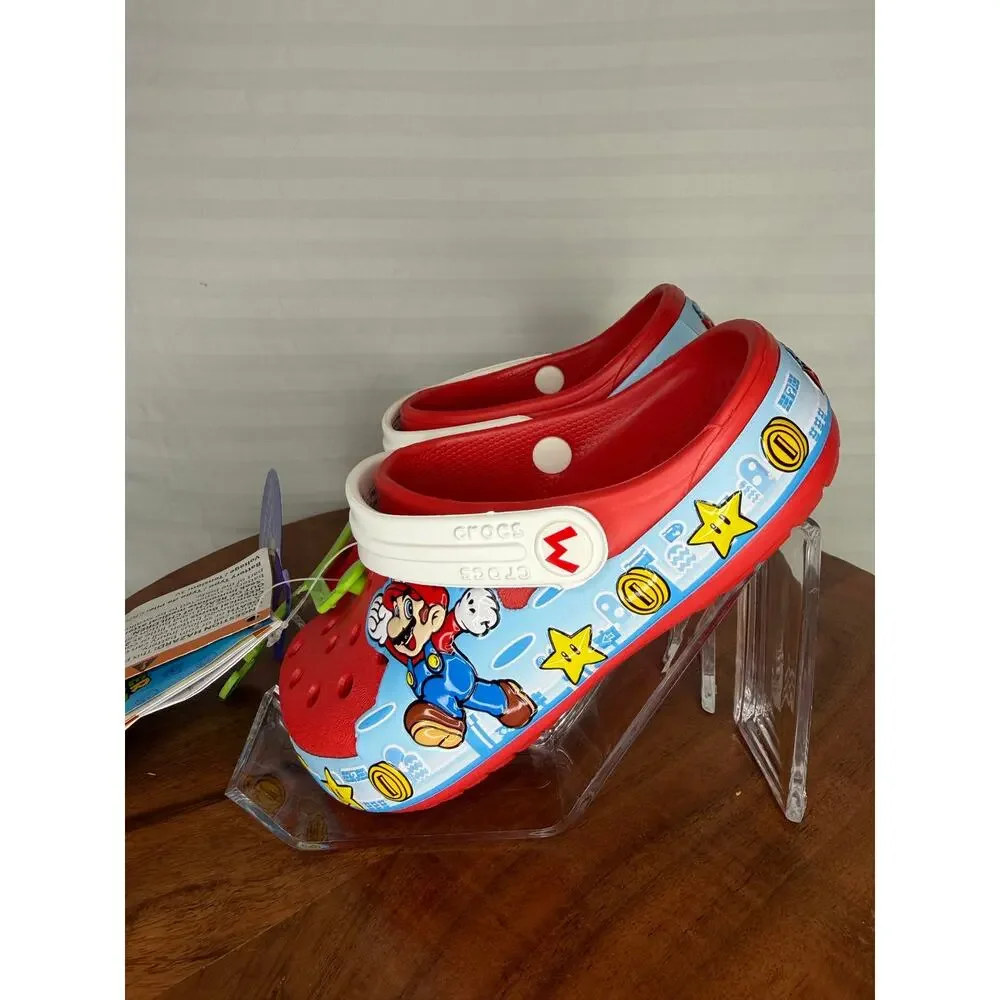 NWT Crocs Kids Super Mario Light-Up C9 Clog Red Blue Lights